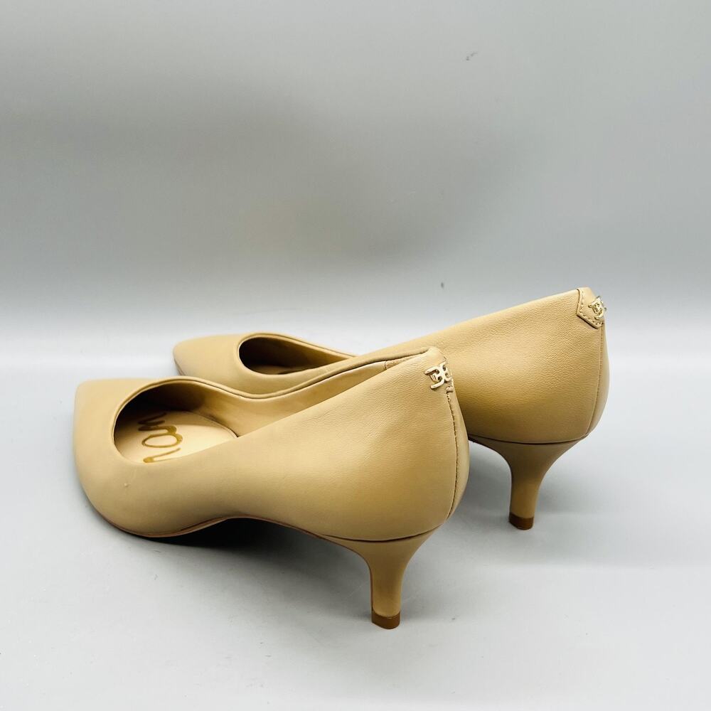 Sam Edelman Shoes Womens 8.5 Beige Leather Kitten Heel Dress Pumps Pointed Toe - Picture 5 of 10